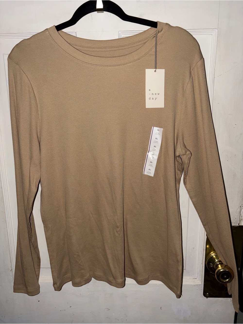 A New Day Women's Long-Sleeve Crewneck Top - Tan